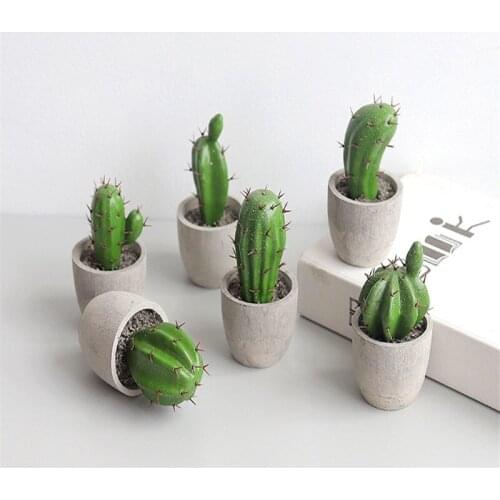 Artificial Cactus Succulents Prickly Pear Potted Plant Pot Eco-Friendly Simulation Cactus Ball Decoration Ornaments Home Decor