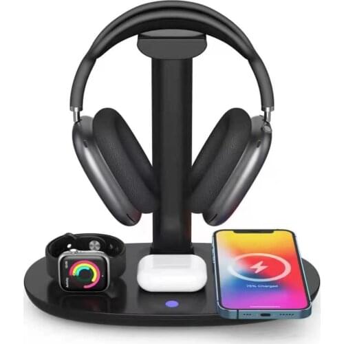 KEPHE for iPhone 12/12 Pro Max/Mini Wireless Charger 4 in 1 Fast Charging Speed Headset Holder for Apple Watch 6 SE/Airpods Pro