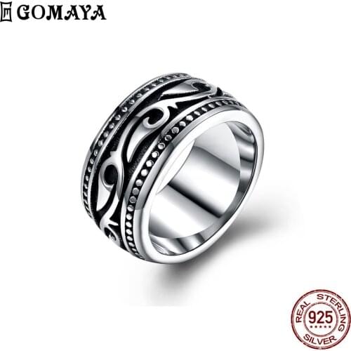 GOMAYA 316L Stainless Steel Classic Trendy Black Men Rings Round Circle Ring Fit Party Bar Street Dance Fashion Jewelry Simple