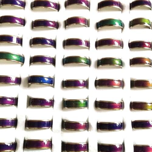 Bulk lots 100pcs Mens Womens Wholesale Mood Rings Temperature Changable Color Ring Width 6mm Sizes US 6-10