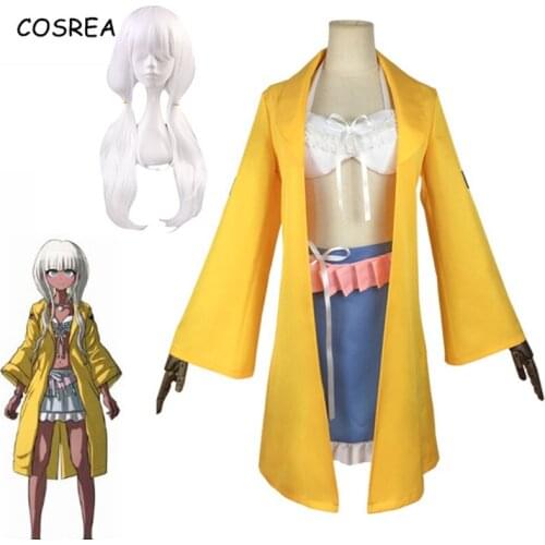 Danganronpa V3 Cosplay Costume Killing Harmony Yellow Coat Skirt Uniform Girls Yonaga Angie Wigs Halloween Costumes for Women