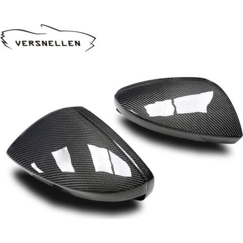 Carbon Fiber Mirror Covers Right & Left Side Caps for 2019 Audi C8 New A6 A7 A8 Replacement With / Without Rear Side View Assist