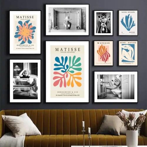 Matisse Abstract Leaves Wall Art Print Canvas Painting Fashion Lady Nordic Vintage Poster Wall Pictures For Living Room Decor
