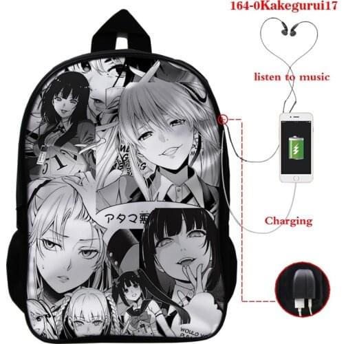 Kakegurui Kawaii Anime School Backpack Bag Kids School Bags Mochila Para Hombre Laptop Computer Teenager Kakegurui Usb Bookbag