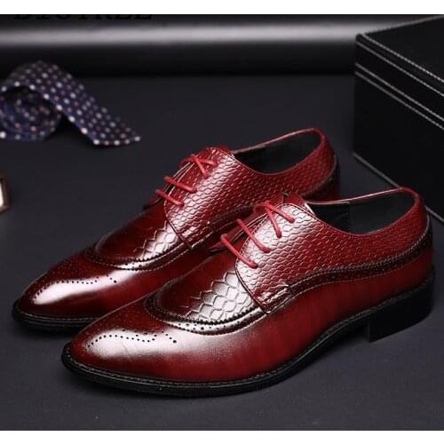 Mens Dress Shoes Luxury Men Shoes Classic Croco Brogue Shoes Men 2020 Zapatos De Hombre De Vestir Formal Brogues Big Size 37-48