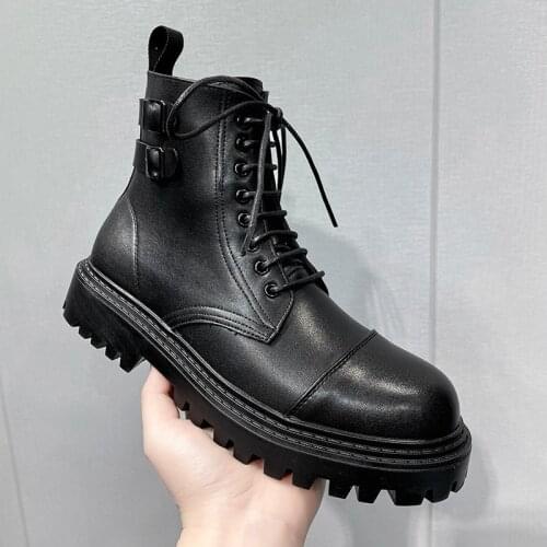 100% Genuine Leather Shoes Men Autumn Winter Boots Thick Sole Warm Plush Cow Leather Mens Ankle Boots Black Footwearsr4