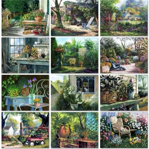 Diy Picture Oil Painting By Numbers Garden Painting By Numbers Adults Landscape HandPainted Home Decor Gift Wall Art