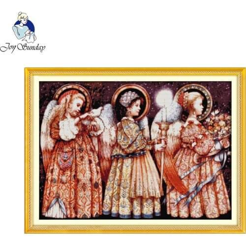Joy Sunday Christmas Eve Angels Printed Counted Cross Stitch 11CT14CT DIY Cross Stitch Kit For Embroidery Home Decor Needlework