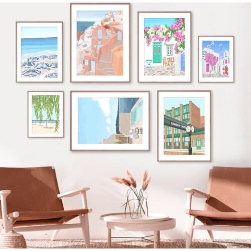 Beach Island Villa Sea View Mountain Lake Wall Art Canvas Painting Nordic Posters And Prints Wall Pictures For Living Room Decor
