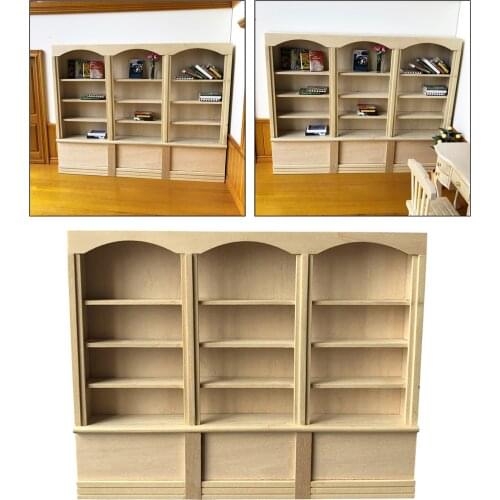 Unfinished 1:12 Scale Doll House Miniatures Bookshelf Cube Bookcase Model