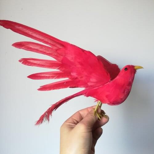 Foam&feathers vivid bird red feathers spreading wings bird large 25x20cm pastoral handicraft,garden decoration gift b1435