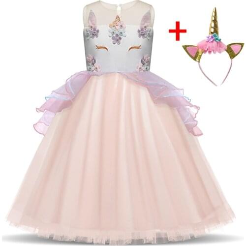 Girls Birthday Party Cosplay Unicorn Dress Elegant Princess Dress Wedding Bridesmaid Dress Fancy Kids Dresses For Girls 3-8 Yrs