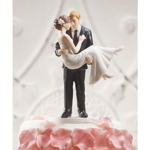 Swept Up in His Arms Wedding Couple Figurine - Custom Couple cake topper