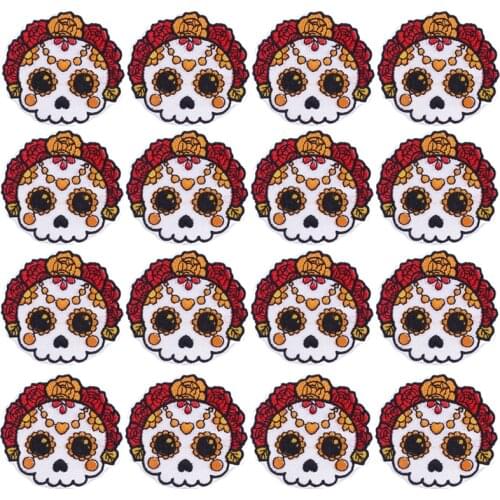 Prajna 10PCS Cute Skull Patch Iron On Patches DIY Embroidery Patches For Clothing Wholesale Cartoon Badges For T-shirt Applique