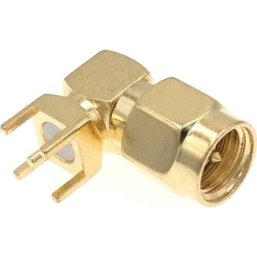 SMA Male Right Angle Solder For PCB Mount RF Connector