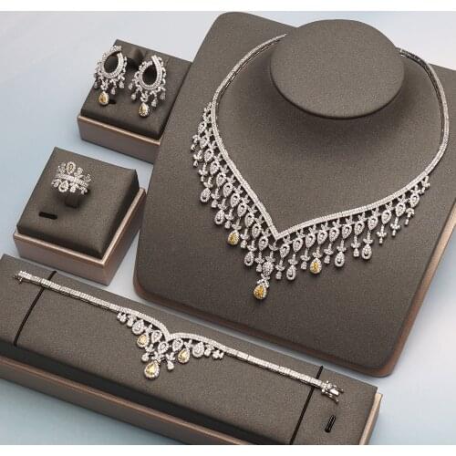 TIRIM Dubai Luxury Color Bridal Necklace Set for Women Cubic Zirconia Wedding Jewelry Sets Brides Accessories Jewellery