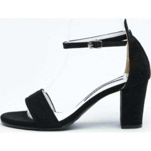 2020 Beige Black Gladiator Sandals Summer Office High Heels Shoes Woman Buckle Strap Pumps Casual Women Shoes Plus Size 34-40