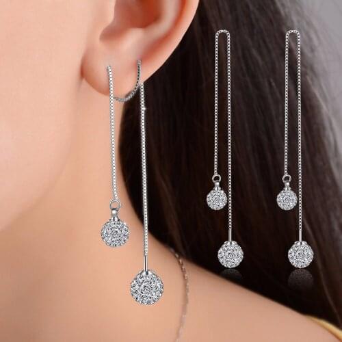 Hot Sale Design New Fashion Shiny Zircon Shambhala 925 Sterling Silver Drop Earrings for Women Jewelry Wholesale Gift