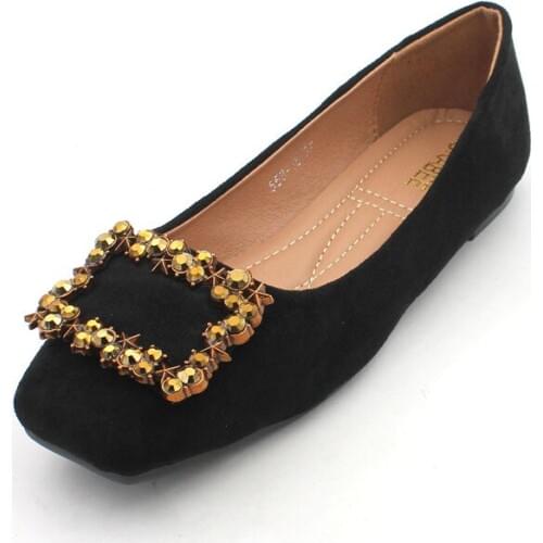 Flat Single Shoes Female 2019 Autumn New Wild Large Size Womens Shallow Mouth Fairy Shoes Soft Bottom Square Scoop Shoes