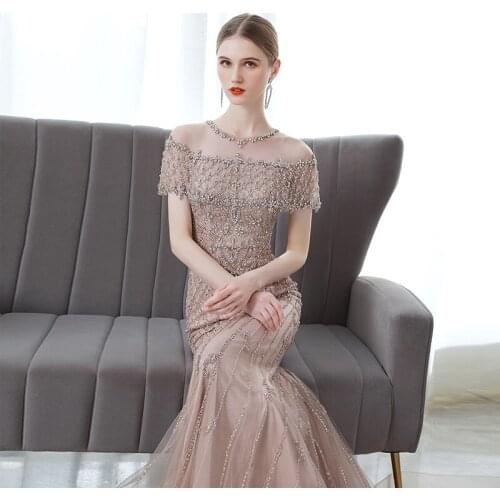 New Mermaid Sequins Golden Evening Dress Long Prom Party Dresses Evening Gown Formal Dress Women Elegant Robe De Soiree