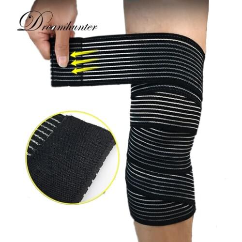 1 PC Sports Wrapped knee pads Outdoor basketball football fitness squat weightlifting Elastic bandages Knee Support Strap legs