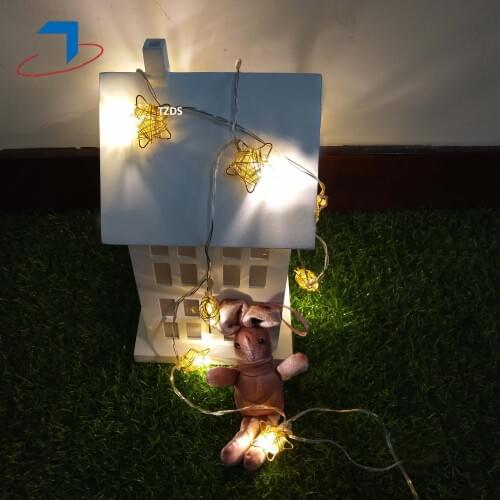 10 LEDS Holiday light Metal Star Christmas Fairy LED String Light Battery Powered for Wedding Living room Fairy Light