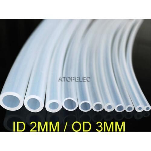 2*3 Flexible Soft Food Grade Silicone Hose Tube Pipe ID_2mm OD_3mm Transparent Clear