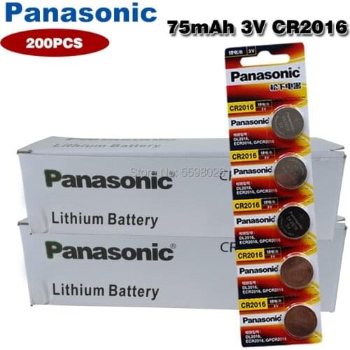200Pcs PANASONIC 3V Button Coin Cell Lithium Battery CR2016 LM2016 BR2016 DL2016 KCR2016 For Main Board Remote Control Toy