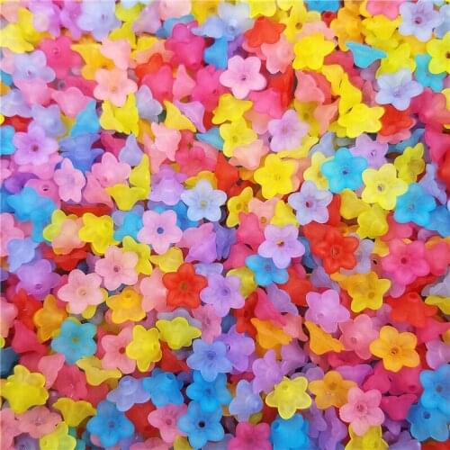 9x4mm Fashion Small Morning Gory Beads Caps Transparent Jewelry Making Frosted Acrylic Multicolor Flower 200PCS DIY Accessories