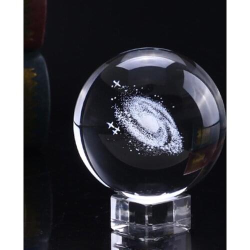 60mm Milky Way Crystal Ball Globe Galaxy 3D Laser Engraved Glass Miniature Model Crystal Craft Sphere Ornament Globe Glass Home