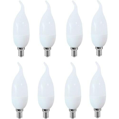 8Pcs/lot E14 LED Candle bulb AC 220V led light chandelier lamp 5W 7W Candle Bulbs Warm/White Decoration Light Energy Saving Lamp