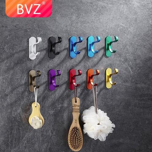 BVZ Aluminum 10 colors Wall hooks Strong Sticky Hooks Up Key Holder Kitchen Cabinet Hook Bathroom Bedroom Living room Storage