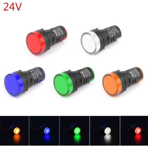 Artudatech 1Set 24V DIP LED Indicator Light Signal Lamp Panel Red Grn Blu Yel Whi 22mm
