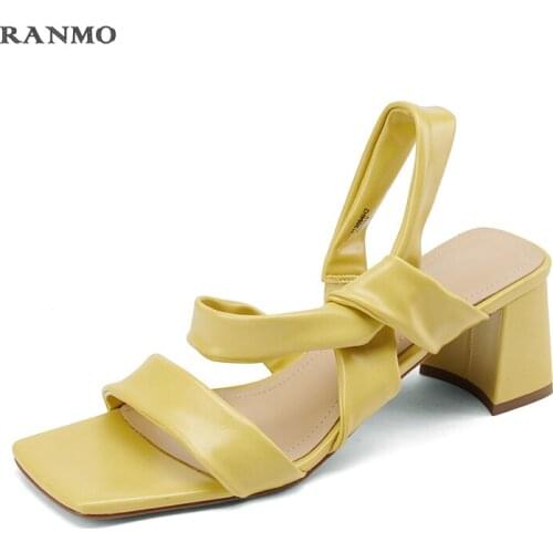 2021 Fashion Sandals Female Summer New Thick with White-Style Open-Toe Word Buckle Roman High-Heeled Shoes Womens Fashion Shoes