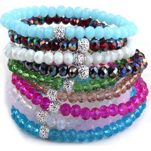 Free Shipping Energy Bracelets Made Beautiful Multil Glass Bracelet 6mm 10pc different color/lot