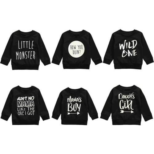 Children Baby Girl Boy Pullover Toddlers Round Neck Long Sleeve Lettered Words Printed Sweater Kid Top 6M-4T Spring Autumn