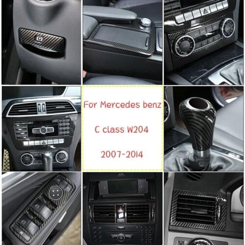 For Mercedes benz C Class W204 C180 C200 2007-2014 Carbon Fiber ABS Plastic Car Interior Decoration Trim Stickers