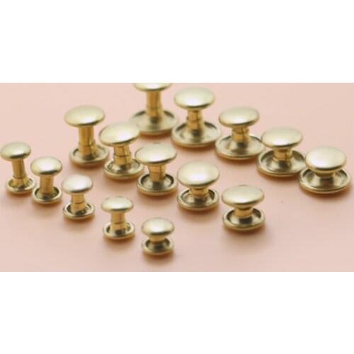 Gold Brass Double Cap Round Rapid Rivet Punk Rock Leathercraft Rivet