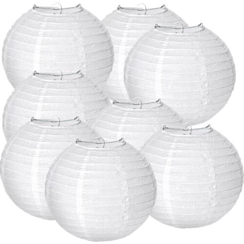 24 pcs 4"-12" White Paper Lanterns Chinese Round lanterns paper lamp Wedding Outdoor Hanging Decor