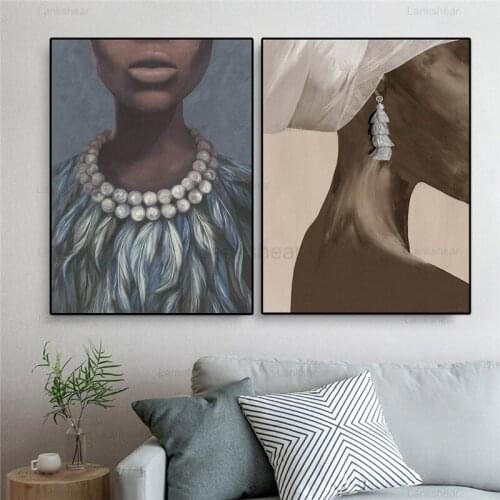 Goodecor African Art Black Woman Oil Painting Amercian Cuadros Posters and Prints Wall Art Picture for Room Home Decoration