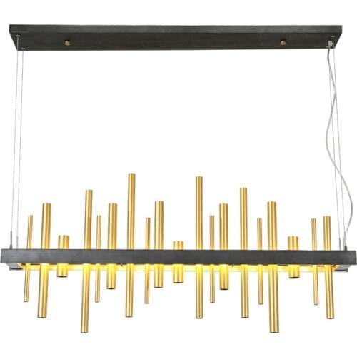 Art design for dinning room Black Gold 120cm chandelier lights Modern led lustres Restaurant exhibition hall shop lamp