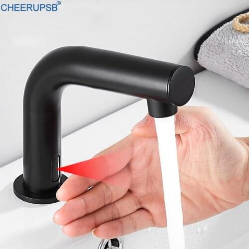 Infrared Motion Sensor Faucet Bathroom Automatic Smart Touchless Tap Basin Sink Black Grifo Modern Luxury Deck Mounted Faucets