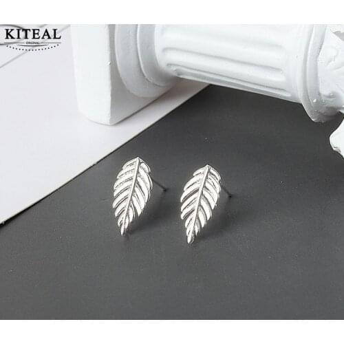 KITEAL Hot 2021 silver plated Female Friend stud earrings Fresh leaves women earrings High Quality Jewelry