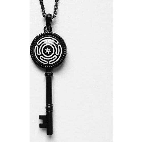 Classic The Key of Solomon Magic Array Necklace Black Stainless Steel Lemegeton Key Witchcraft Amulet Jewelry Accessories