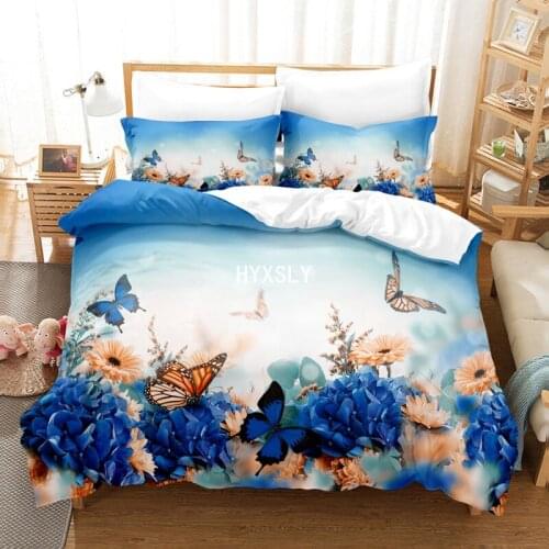 Purple Butterfly Flower Bedding Set Fantasy Luxury Duvet Cover Set Comforter Bed Linen Twin Queen King Single Size Drop Shipping