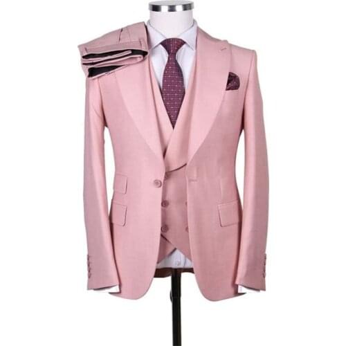 Business 6 Colors Wide Peak Lapel Men Suits Costume Homme Wedding Tuxedos Terno Masculino Slim Fit Groom Prom Blazer 3 Pieces