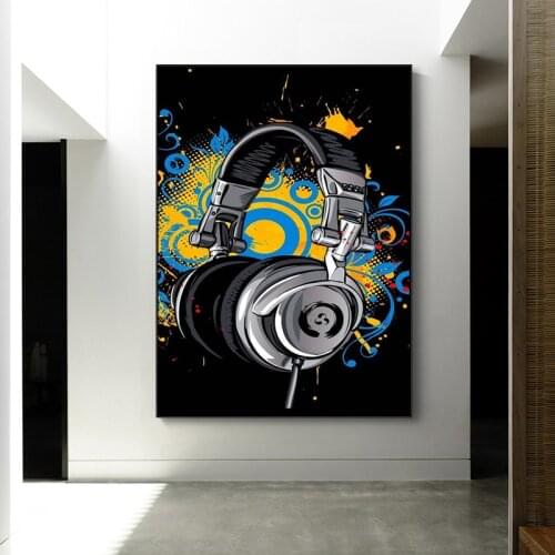 Colorful Cool Camera Headphones Game Console Canvas Painting Graffiti Art Posters Prints Wall Art for Living Room Home Decor