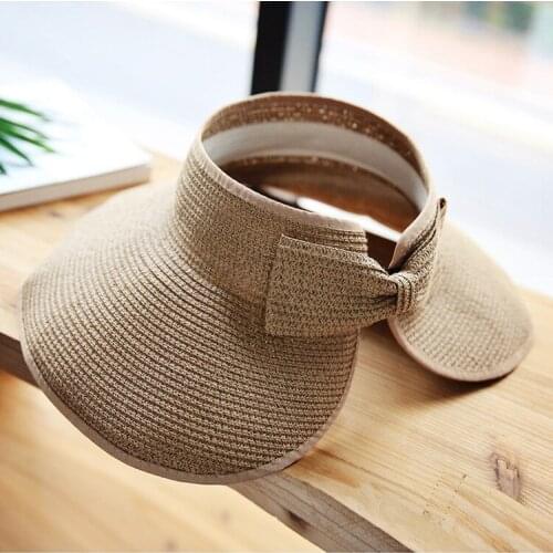 Summer straw hat collapsible empty sun protection sun hat portable outdoor sun hat large along the beach cap foldable cap