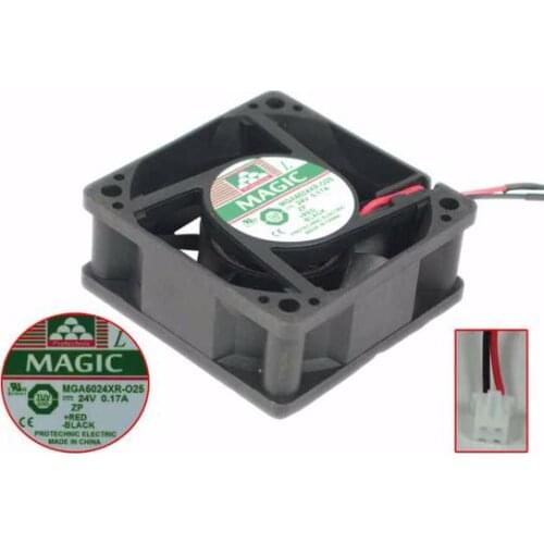Magic MGA6024XR-025 MGA6024XR-O25 DC 24V 0.17A 60x60x25mm 2-wire Server Cooling Fan