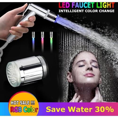 Multiplecolor Luminous Light-up LED Water Faucet Shower Tap Basin Water Nozzle Faucets With Adpter Bathroom Kitchen Accessories
